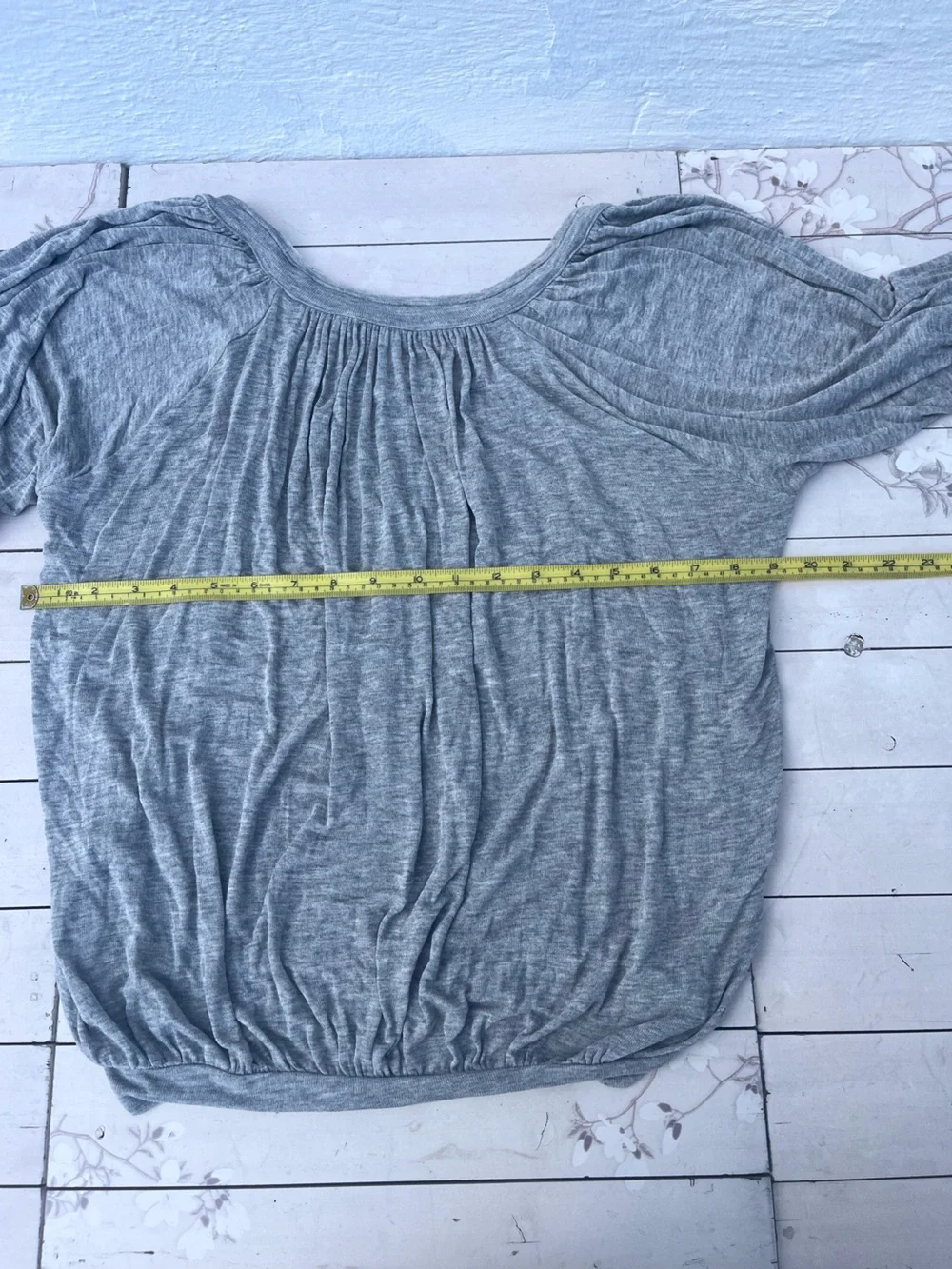 Free People Heather Gray Pleated Scoop-Neck Blouse